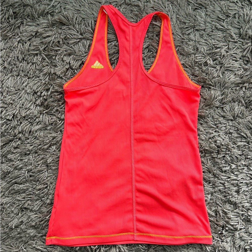 adidas Neon Ribbed Racerback Tank Top - Picture 3 of 4